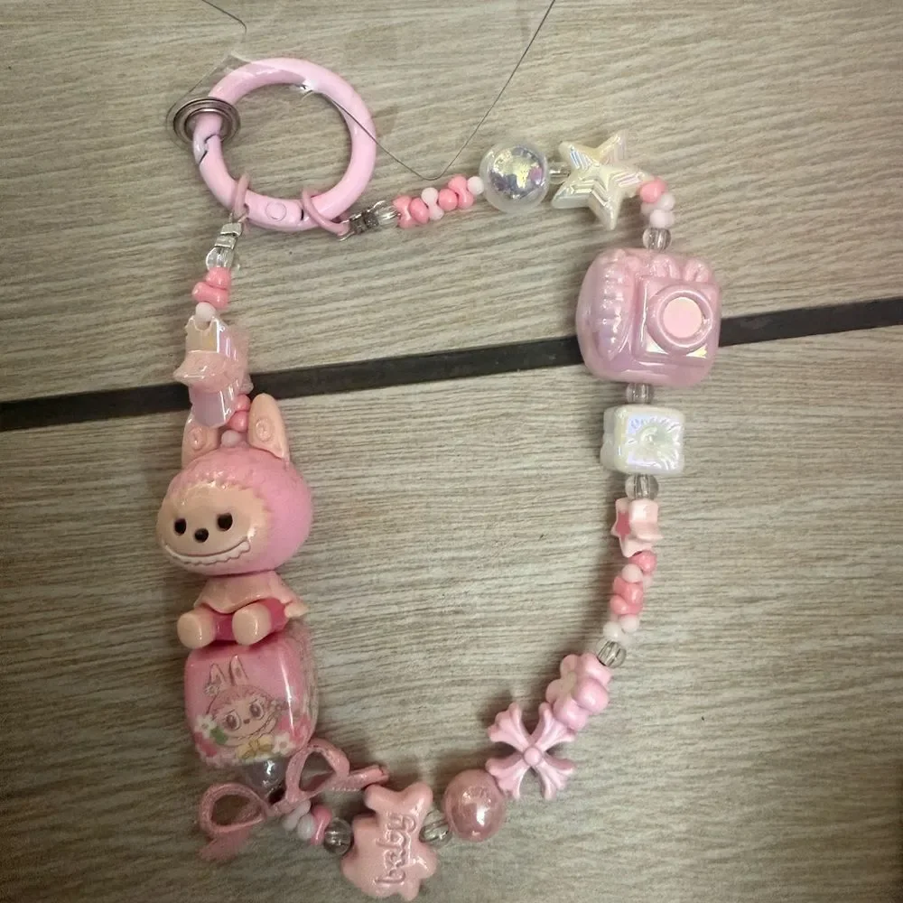 New labubu pink bag charm / keychain